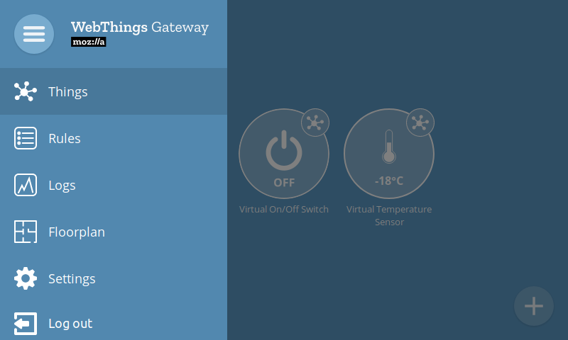 Webthings Main Menu