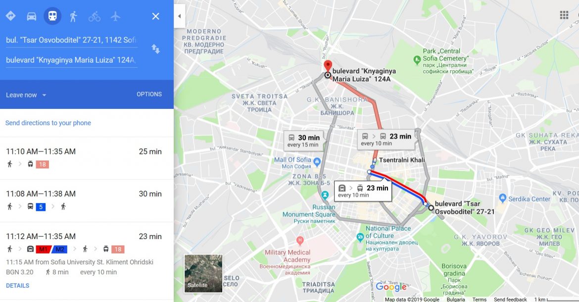 Google Maps вече включва градския транспорт в София - TechTrends България