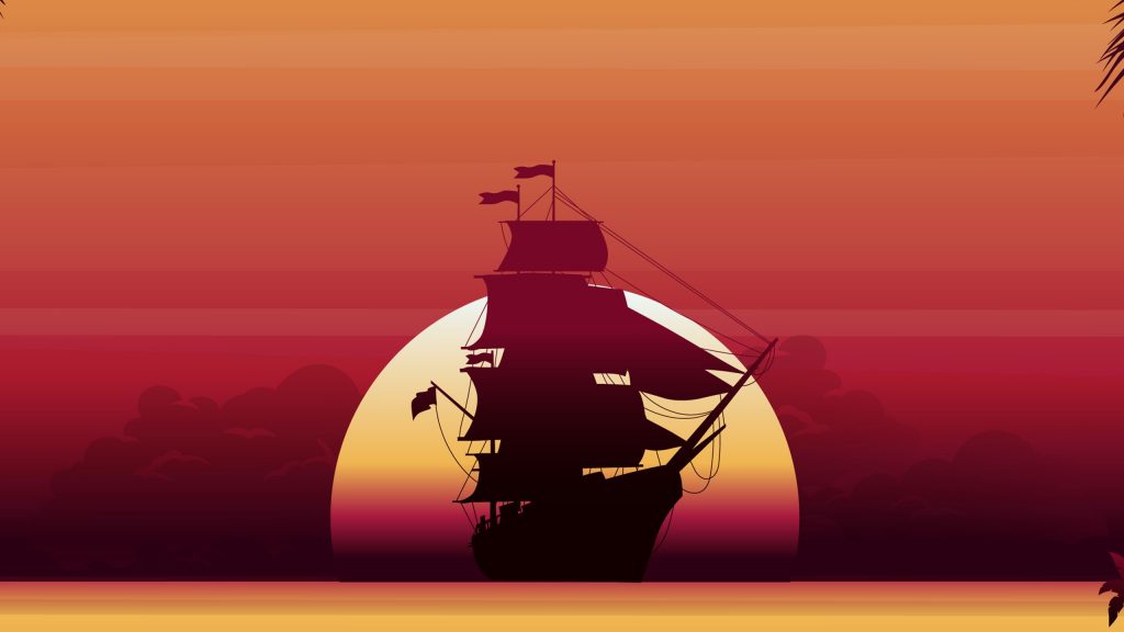 pirate-ship-sunset