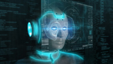 Portrait,Of,Futuristic,Innovative,Technology,System,Ai,Cyber,Robot,Is